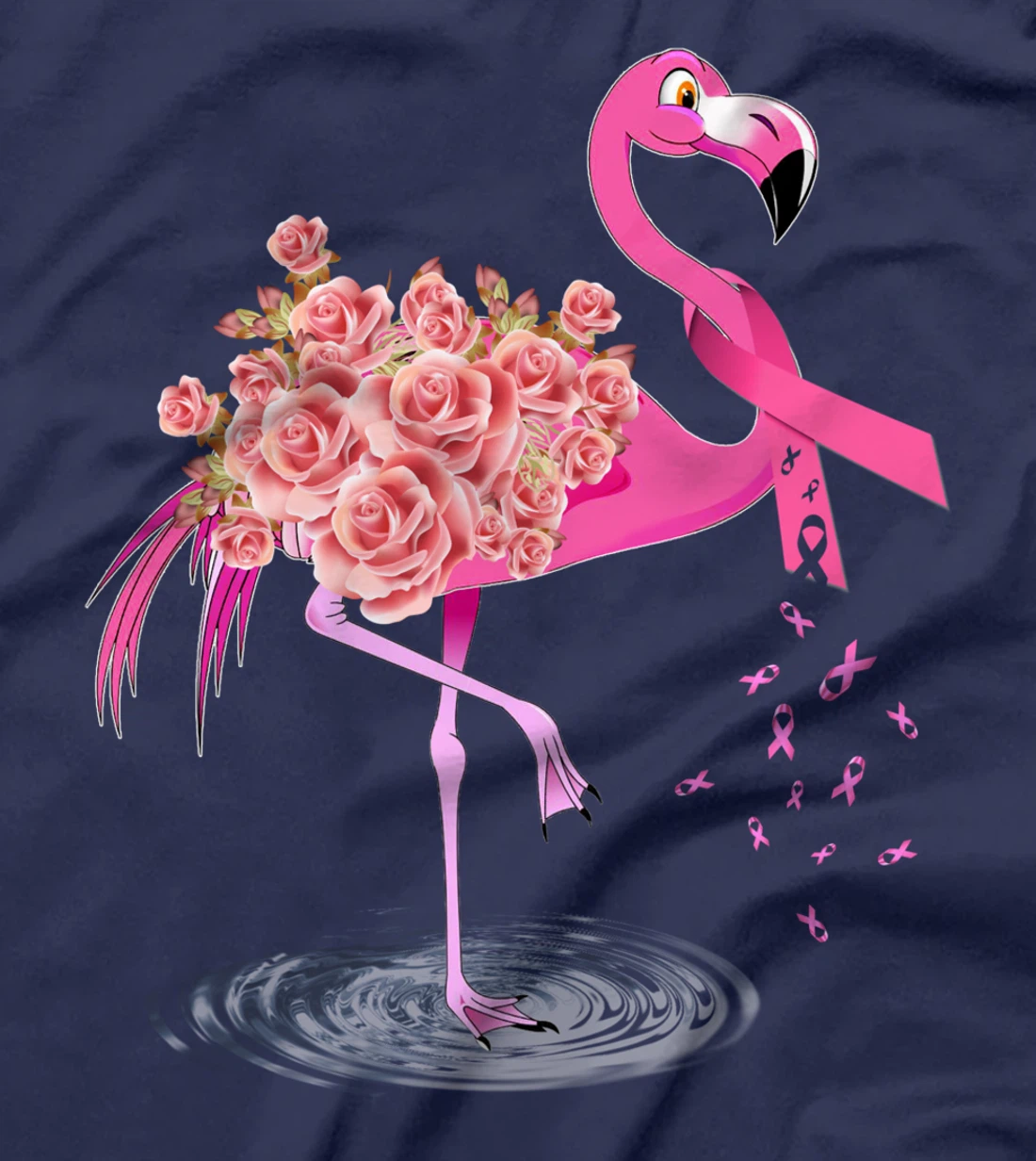 Cute Flamingo Pink Ribbon Breast Cancer Awareness T-Shirt