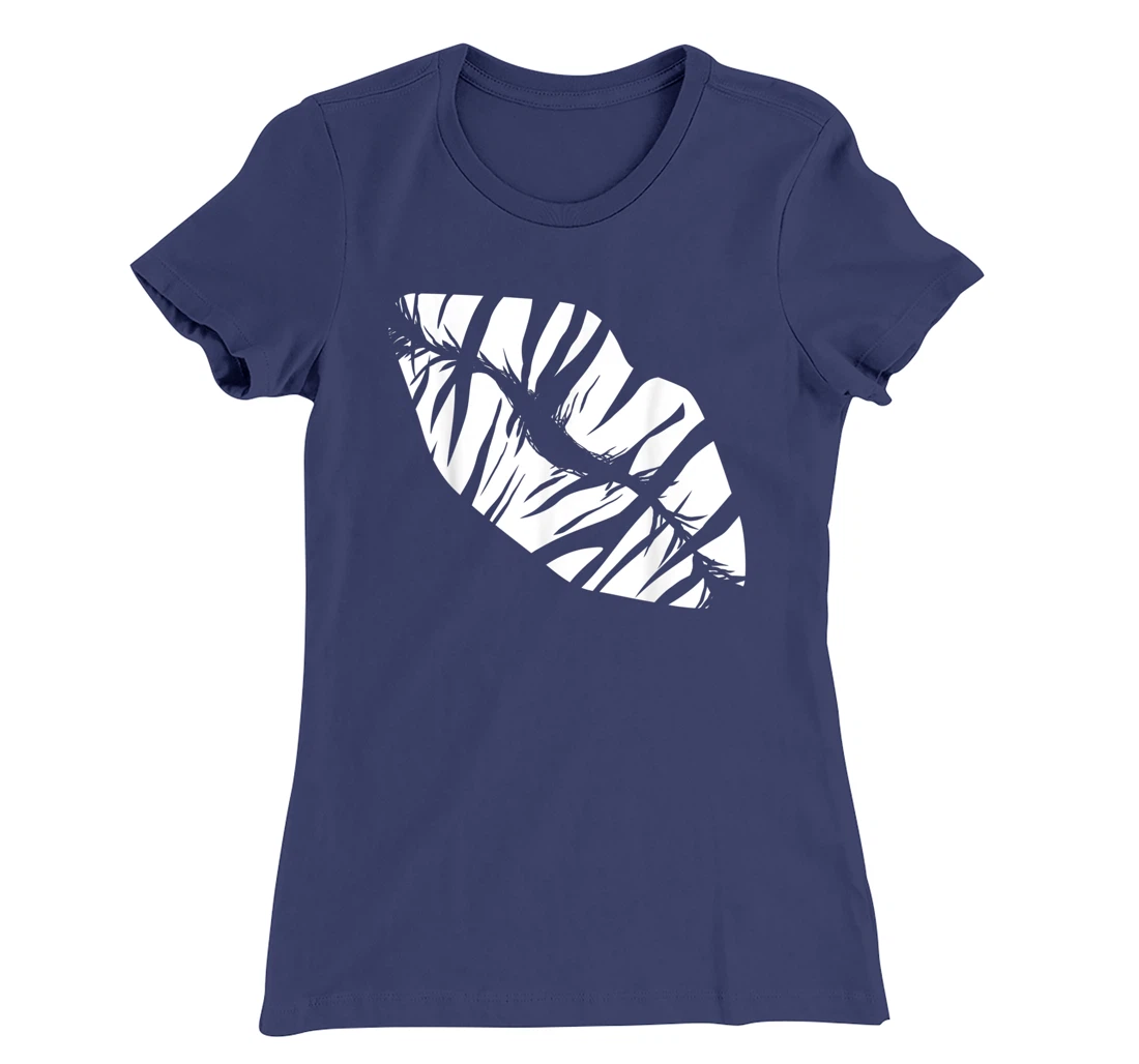 Funny Zebra Print Lips Love Kiss Safari Women Zoo Lover T-Shirt, Women T-Shirt