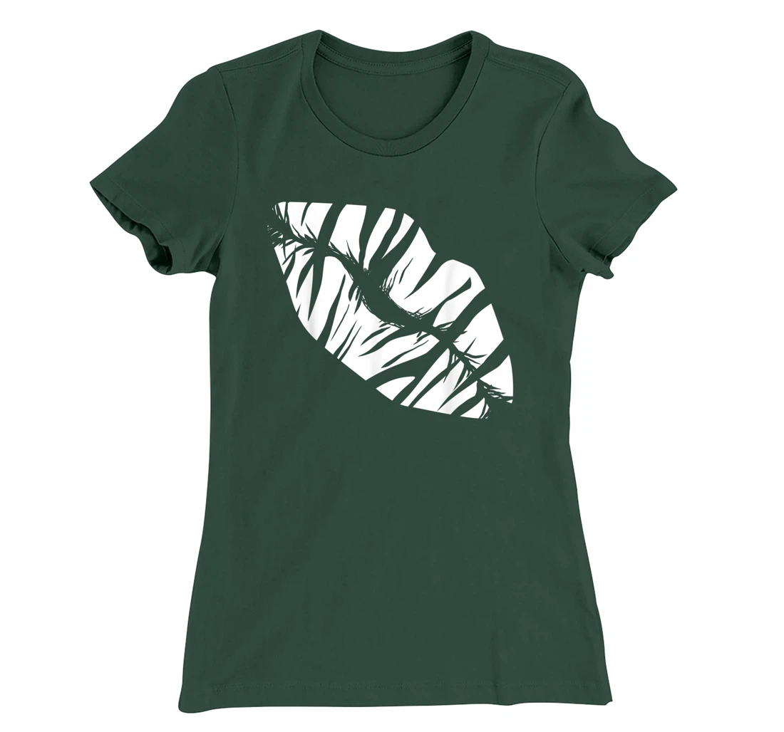 Funny Zebra Print Lips Love Kiss Safari Women Zoo Lover T-Shirt, Women T-Shirt