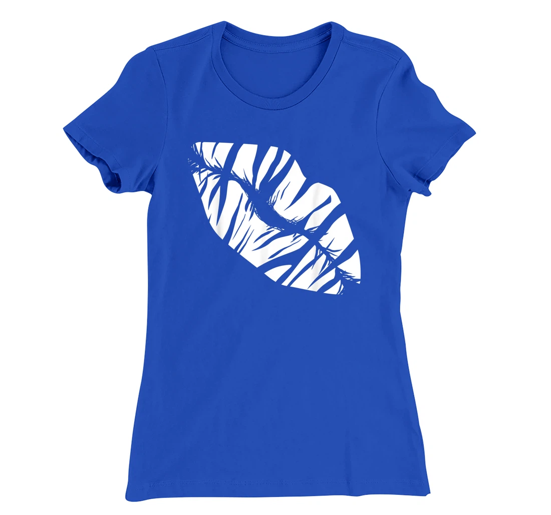 Funny Zebra Print Lips Love Kiss Safari Women Zoo Lover T-Shirt, Women T-Shirt