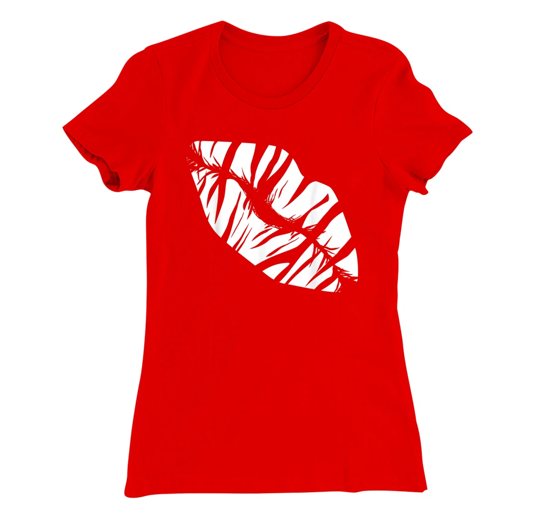 Funny Zebra Print Lips Love Kiss Safari Women Zoo Lover T-Shirt, Women T-Shirt