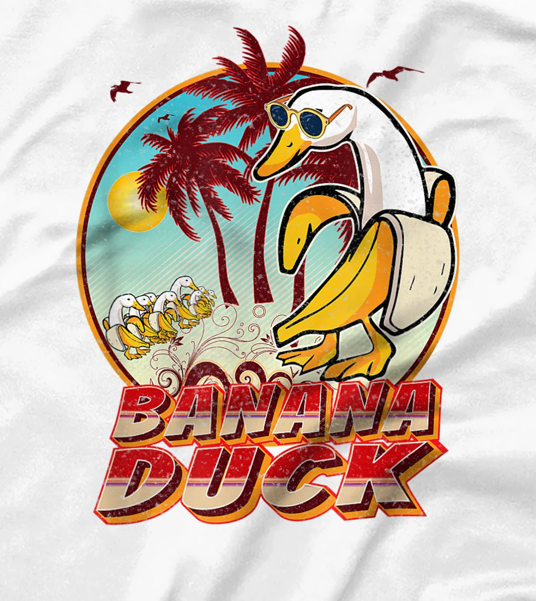 Womens FUNNY BANANA DUCK AT THE BEACH - SUMMER BEACH LOVERS T-Shirt, Kid T-Shirt and Women T-Shirt