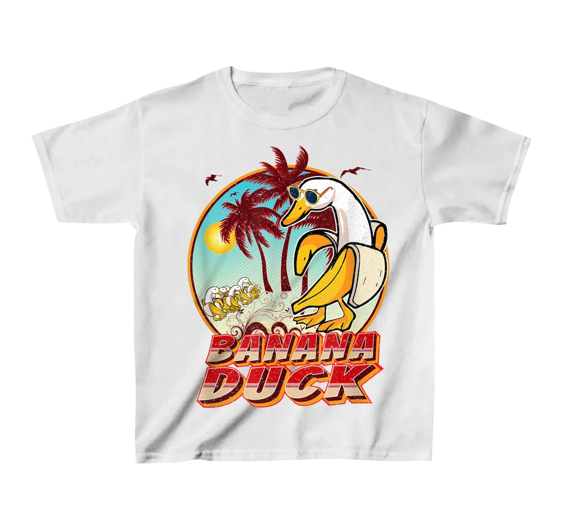 Womens FUNNY BANANA DUCK AT THE BEACH - SUMMER BEACH LOVERS T-Shirt, Kid T-Shirt and Women T-Shirt