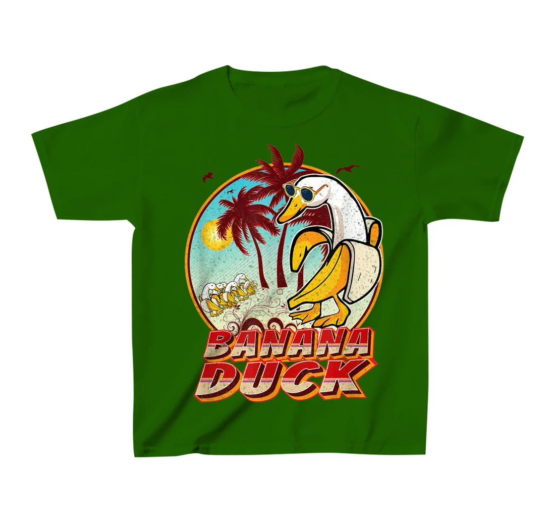 Womens FUNNY BANANA DUCK AT THE BEACH - SUMMER BEACH LOVERS T-Shirt, Kid T-Shirt and Women T-Shirt