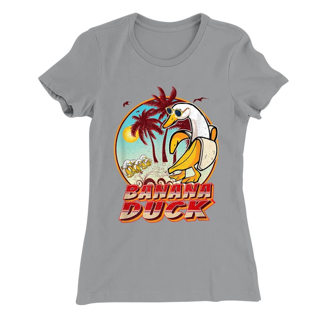 Womens FUNNY BANANA DUCK AT THE BEACH - SUMMER BEACH LOVERS T-Shirt, Kid T-Shirt and Women T-Shirt