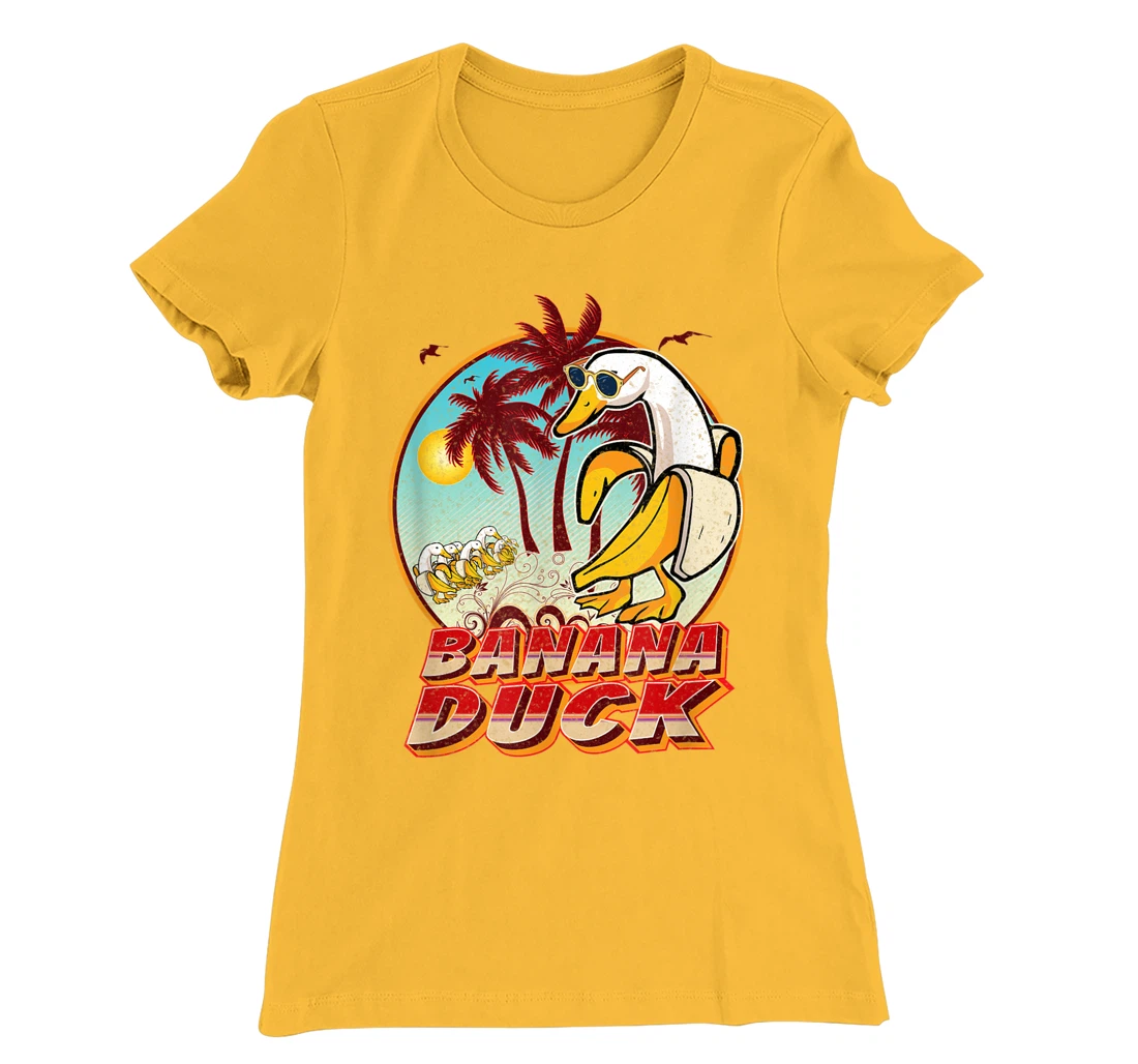 Womens FUNNY BANANA DUCK AT THE BEACH - SUMMER BEACH LOVERS T-Shirt, Kid T-Shirt and Women T-Shirt