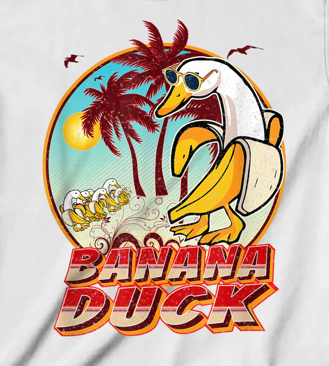 Womens FUNNY BANANA DUCK AT THE BEACH - SUMMER BEACH LOVERS T-Shirt, Kid T-Shirt and Women T-Shirt