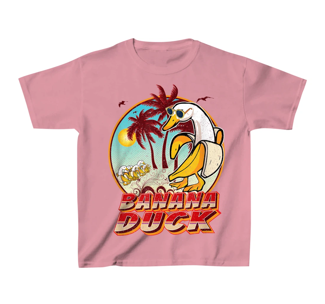 Womens FUNNY BANANA DUCK AT THE BEACH - SUMMER BEACH LOVERS T-Shirt, Kid T-Shirt and Women T-Shirt