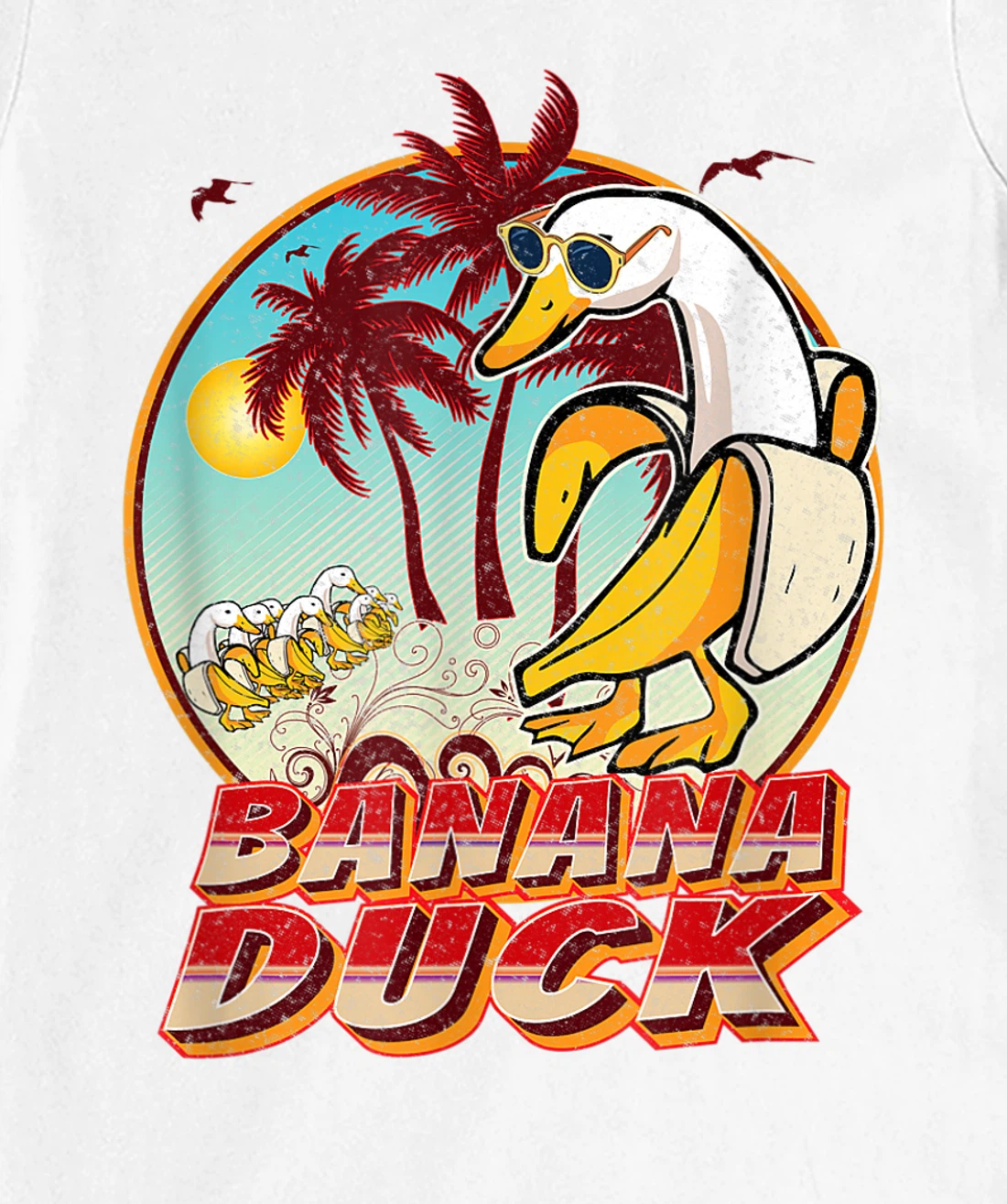 Womens FUNNY BANANA DUCK AT THE BEACH - SUMMER BEACH LOVERS T-Shirt, Kid T-Shirt and Women T-Shirt