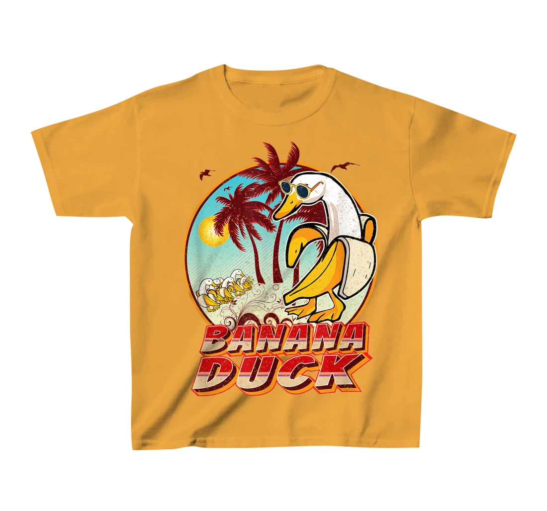 Womens FUNNY BANANA DUCK AT THE BEACH - SUMMER BEACH LOVERS T-Shirt, Kid T-Shirt and Women T-Shirt
