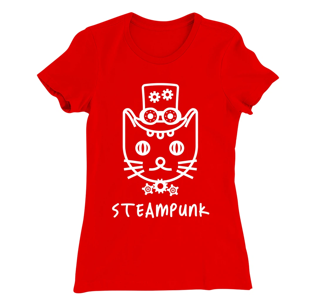 Steampunk Mechanical Cat Kitten Clockwork Fantasy Fiction T-Shirt, Women T-Shirt