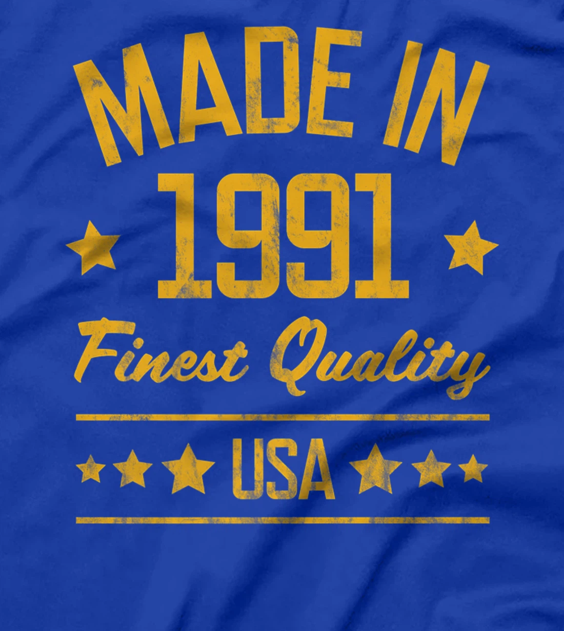 Made in 1991 Finest USA Yellow Gold Print T-Shirt, Women T-Shirt