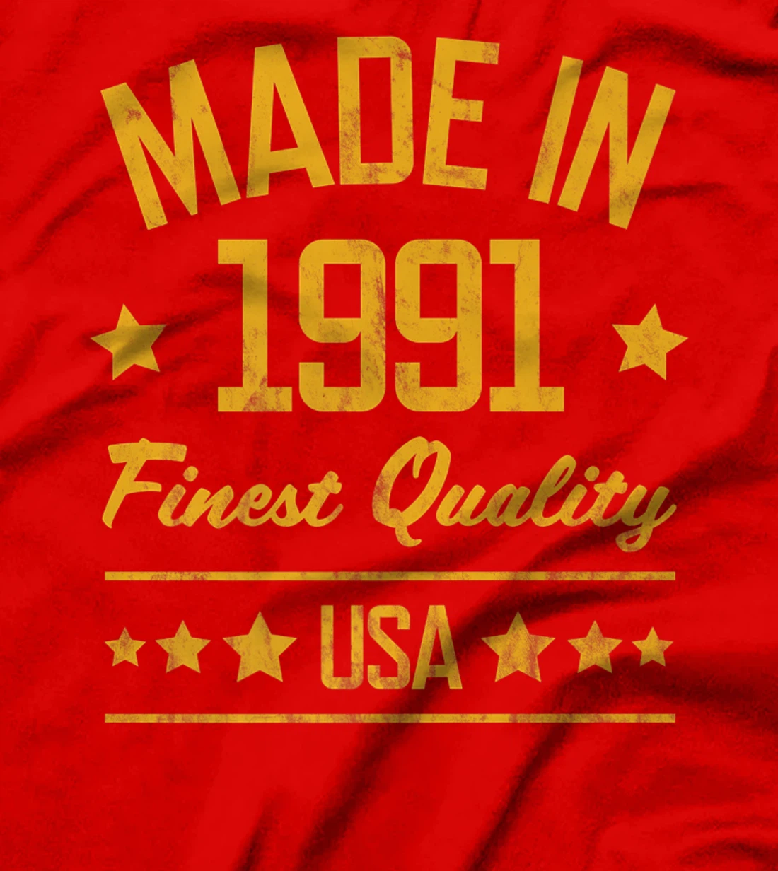 Made in 1991 Finest USA Yellow Gold Print T-Shirt, Women T-Shirt