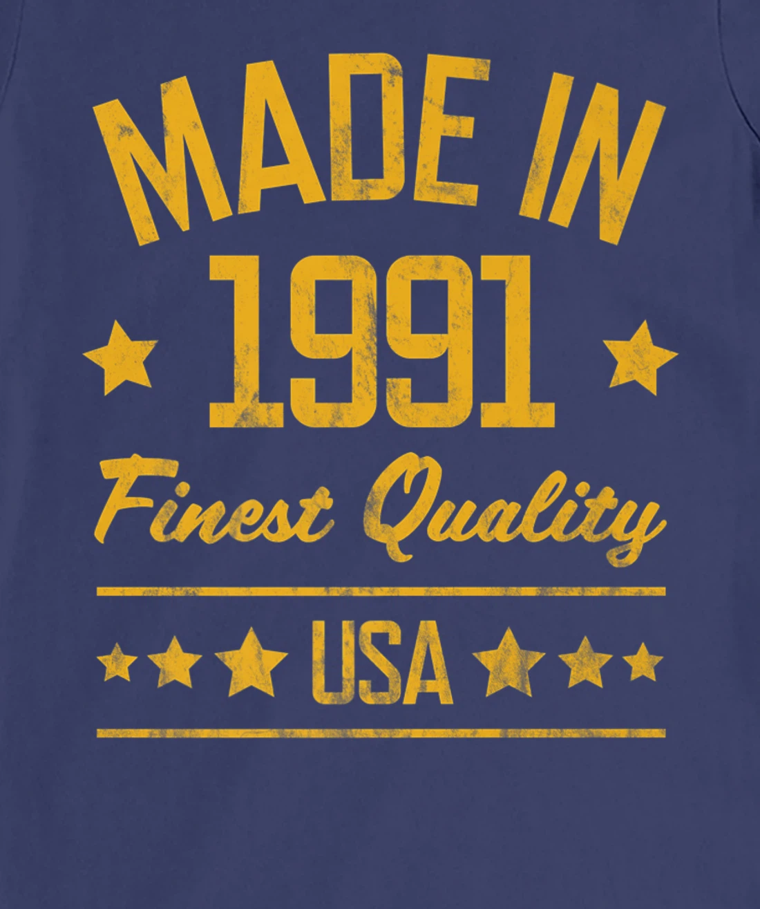 Made in 1991 Finest USA Yellow Gold Print T-Shirt, Women T-Shirt