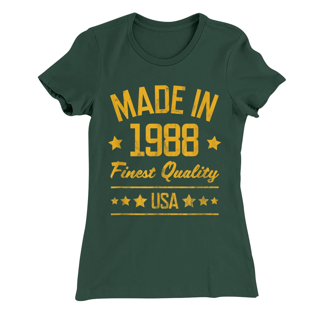 Made in 1988 Finest USA Yellow Gold Print T-Shirt, Women T-Shirt