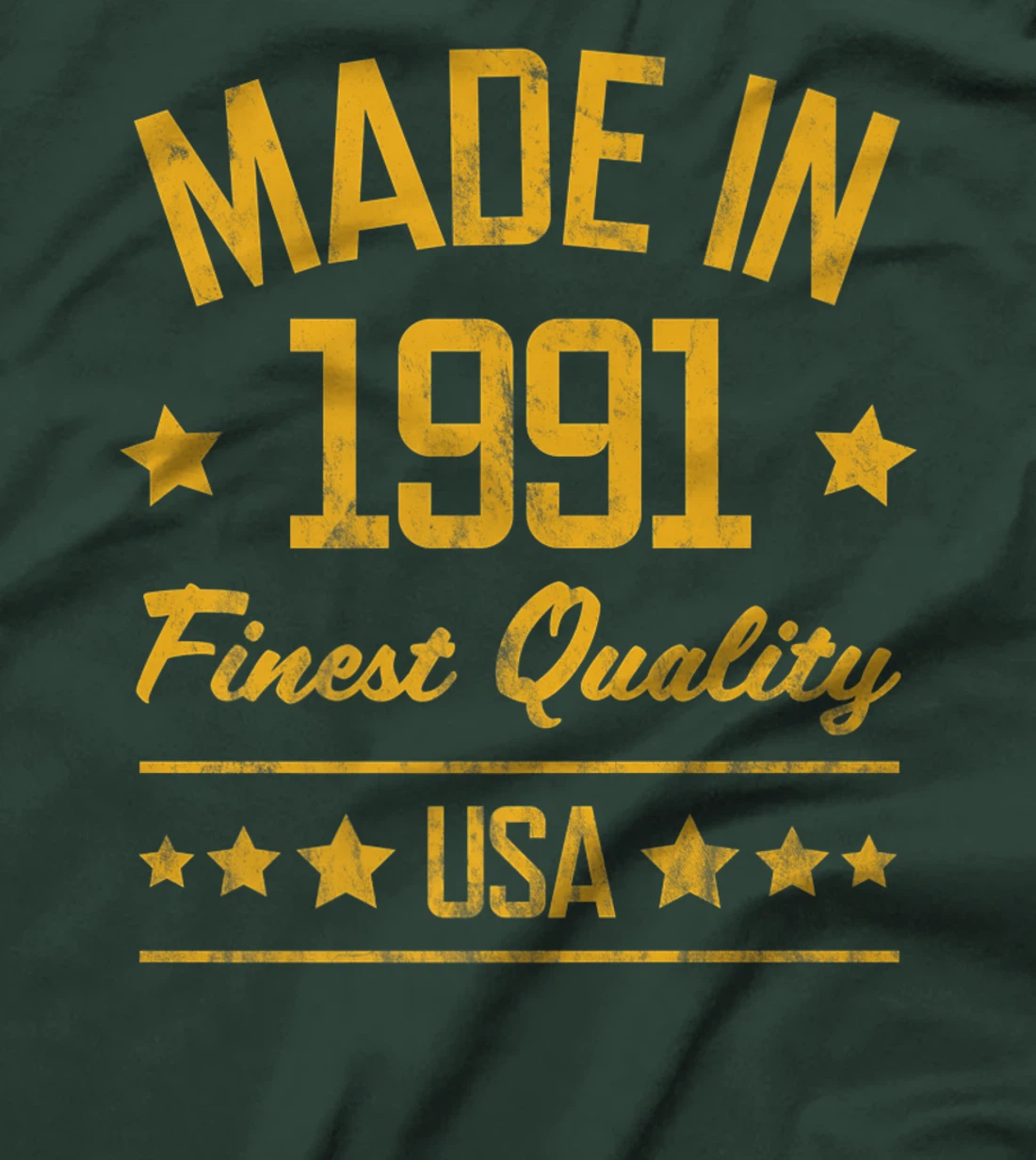 Made in 1991 Finest USA Yellow Gold Print T-Shirt, Women T-Shirt