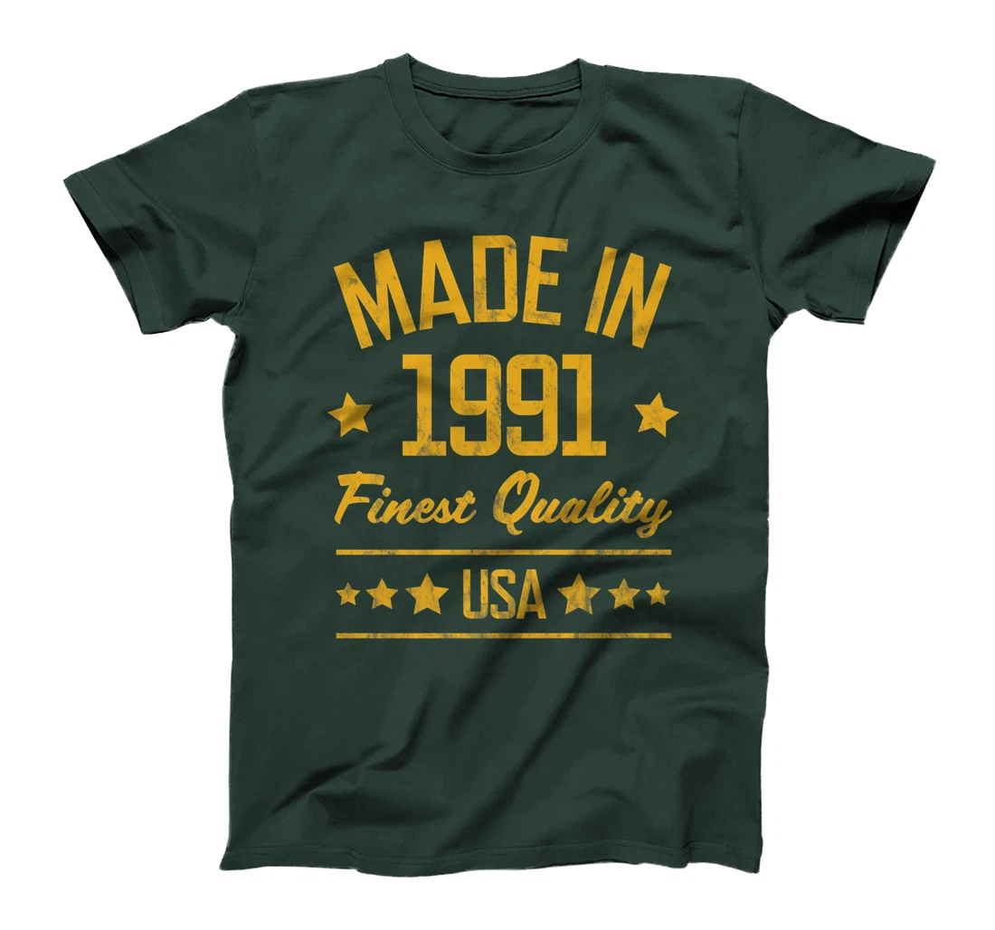 Made in 1991 Finest USA Yellow Gold Print T-Shirt, Women T-Shirt