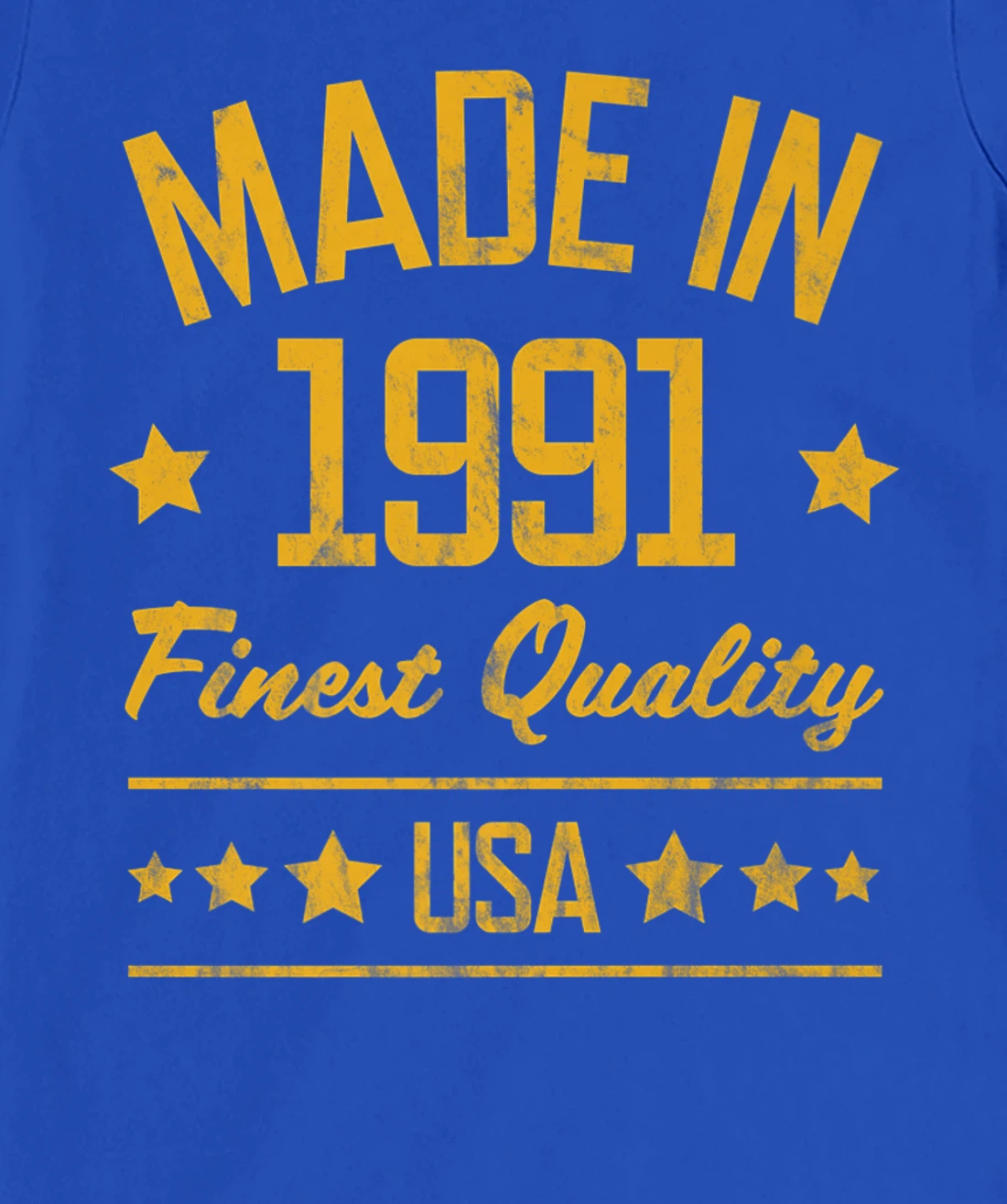 Made in 1991 Finest USA Yellow Gold Print T-Shirt, Women T-Shirt