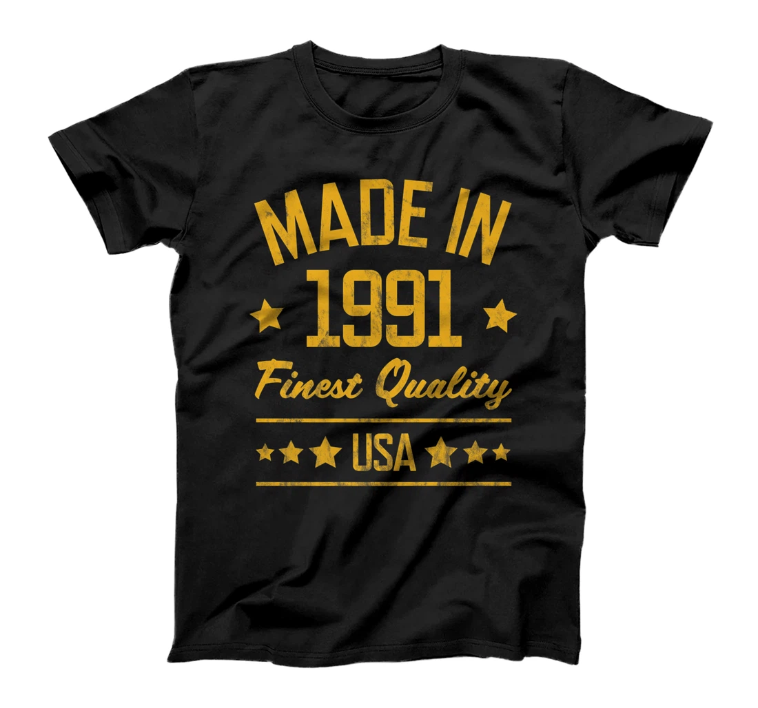 Made in 1991 Finest USA Yellow Gold Print T-Shirt, Women T-Shirt