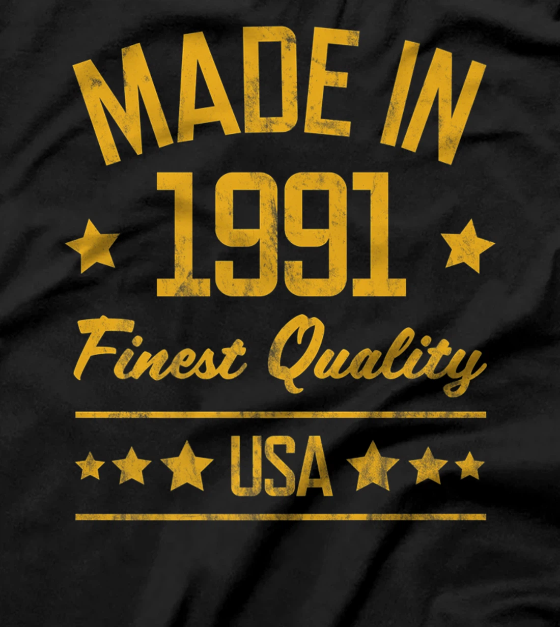 Made in 1991 Finest USA Yellow Gold Print T-Shirt, Women T-Shirt
