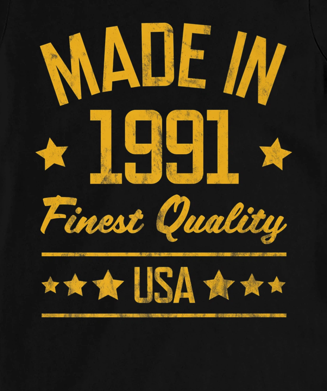 Made in 1991 Finest USA Yellow Gold Print T-Shirt, Women T-Shirt