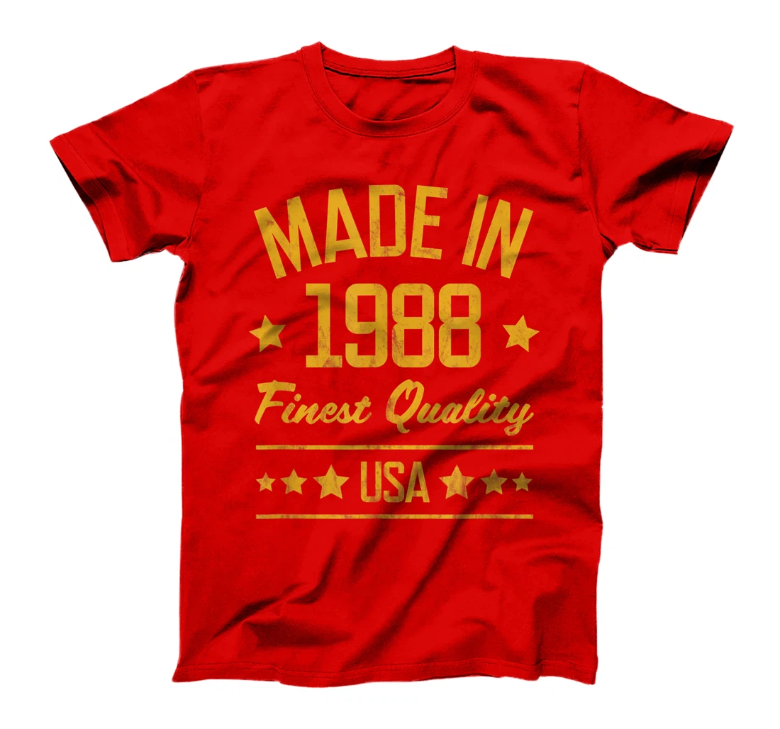 Made in 1988 Finest USA Yellow Gold Print T-Shirt, Women T-Shirt