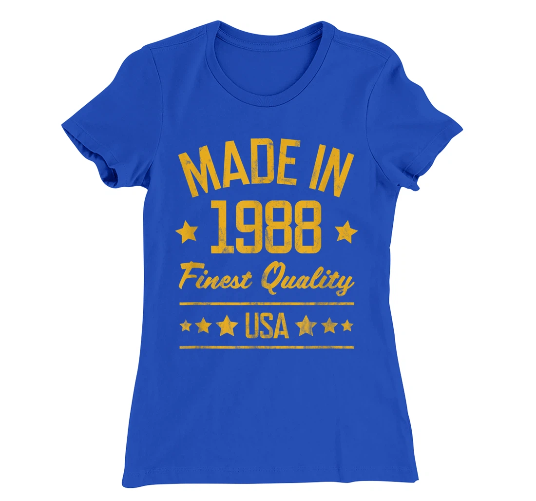 Made in 1988 Finest USA Yellow Gold Print T-Shirt, Women T-Shirt