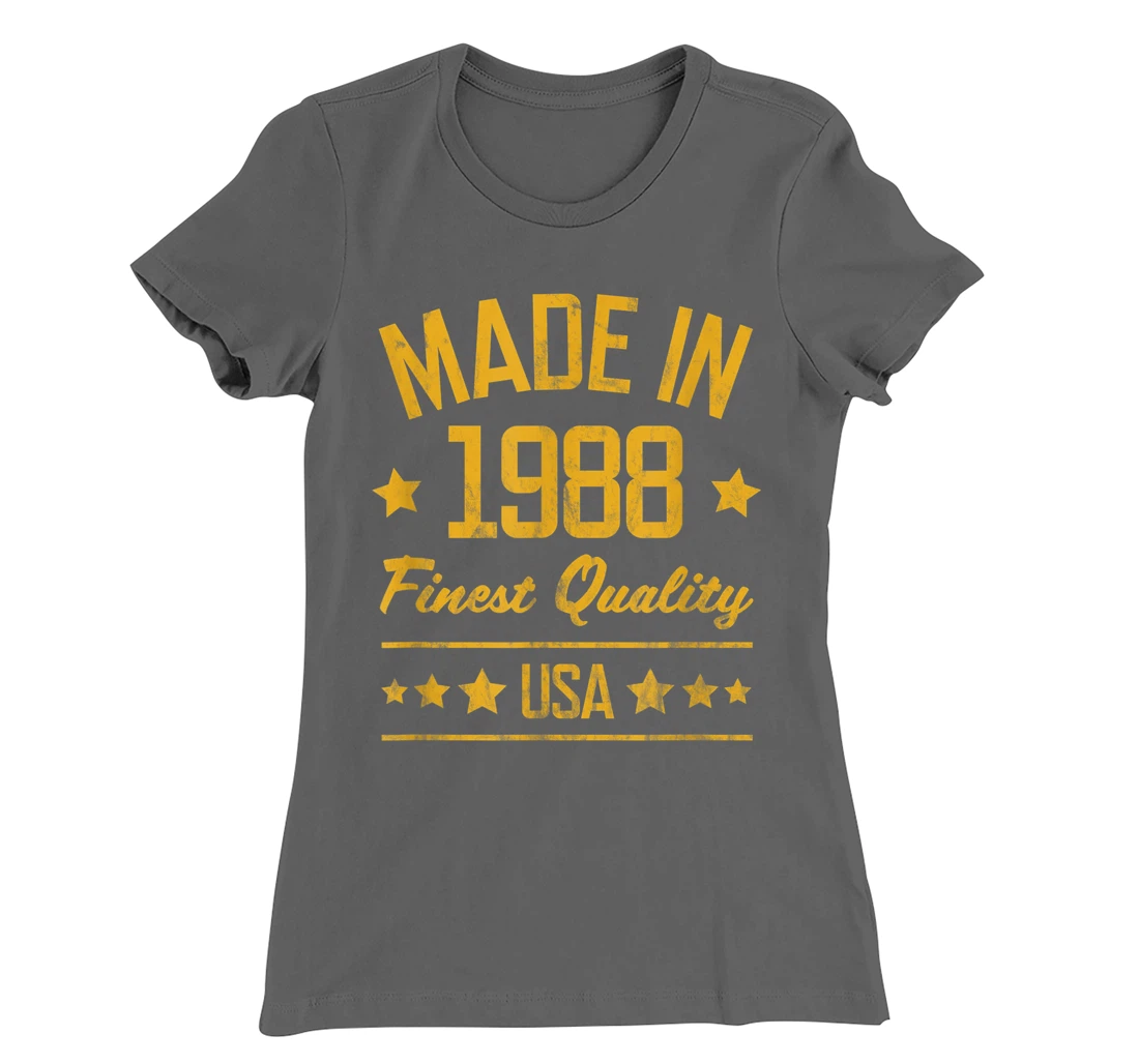 Made in 1988 Finest USA Yellow Gold Print T-Shirt, Women T-Shirt