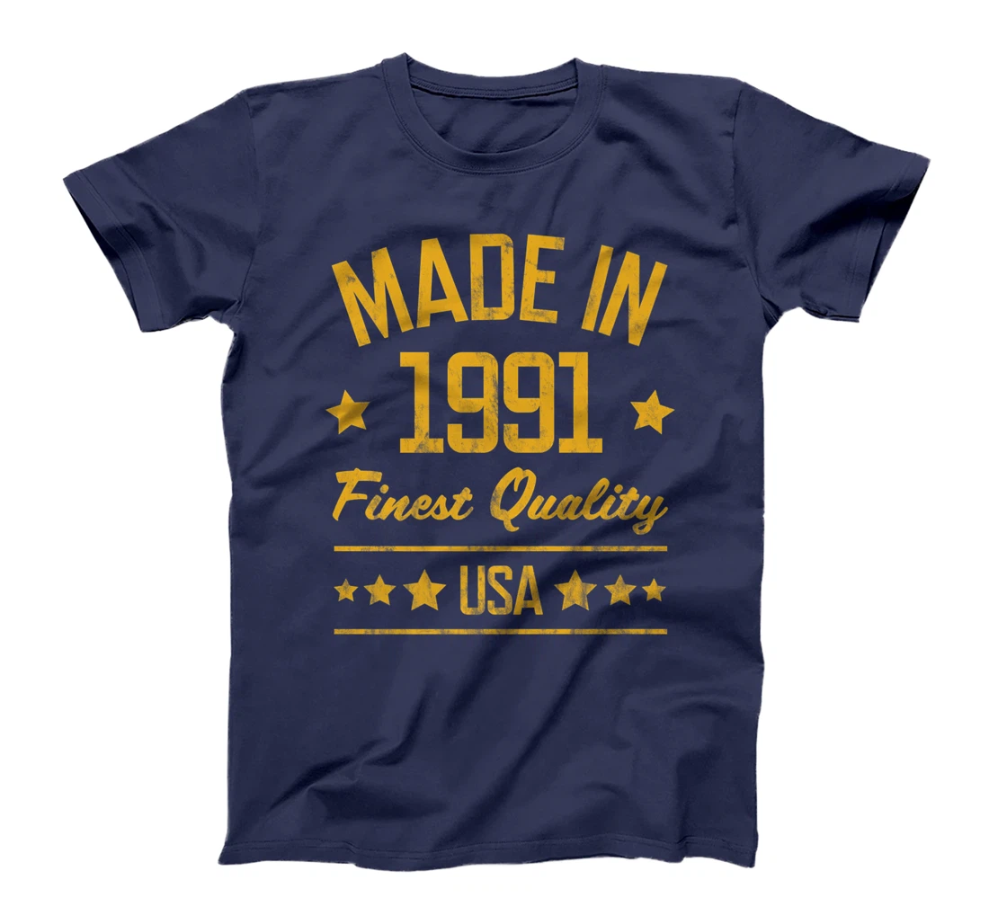 Made in 1991 Finest USA Yellow Gold Print T-Shirt, Women T-Shirt