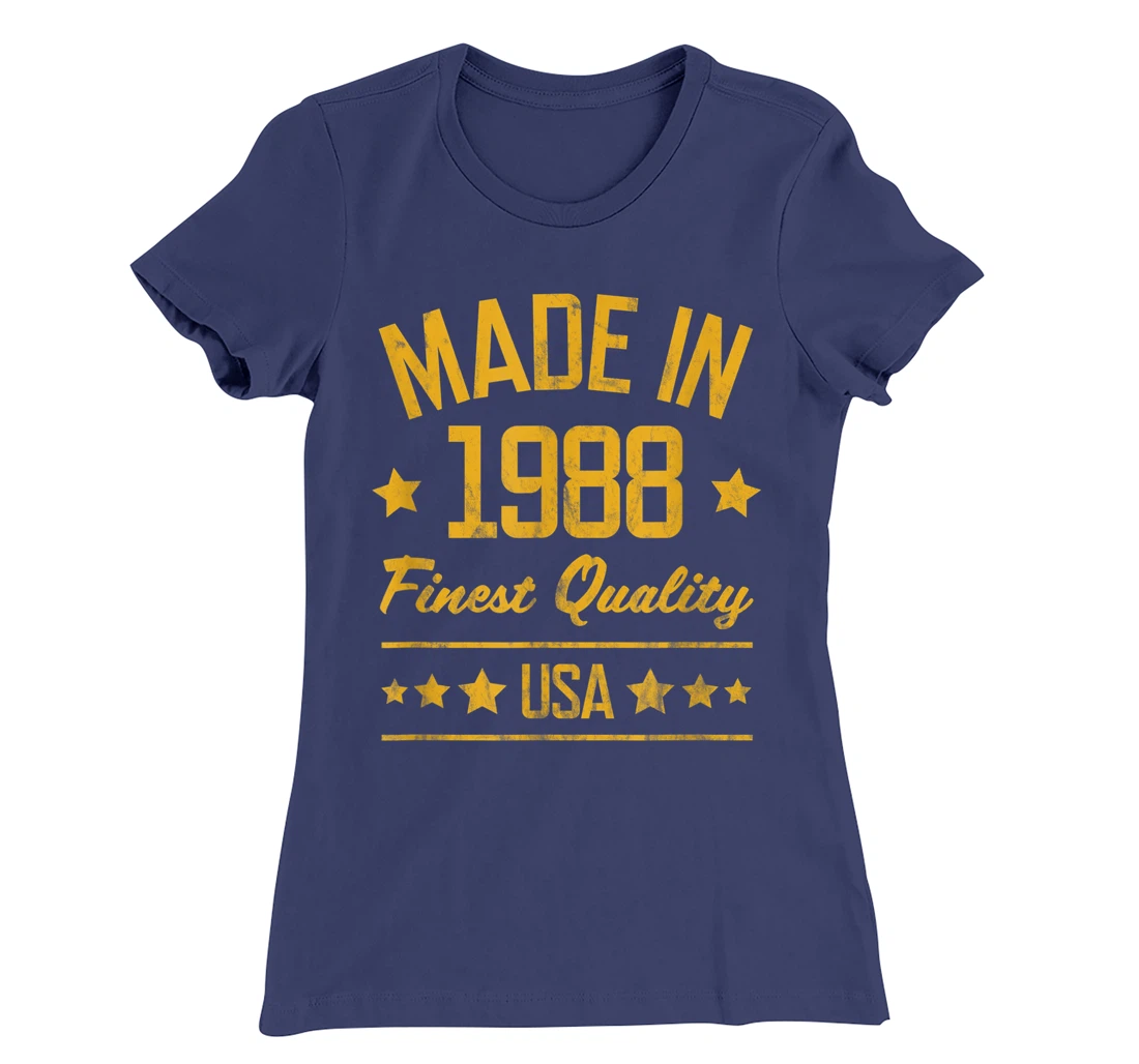 Made in 1988 Finest USA Yellow Gold Print T-Shirt, Women T-Shirt