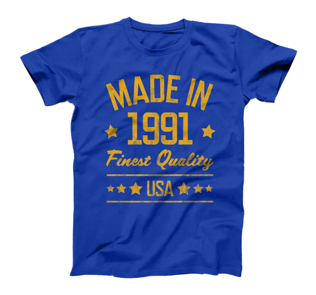 Made in 1991 Finest USA Yellow Gold Print T-Shirt, Women T-Shirt