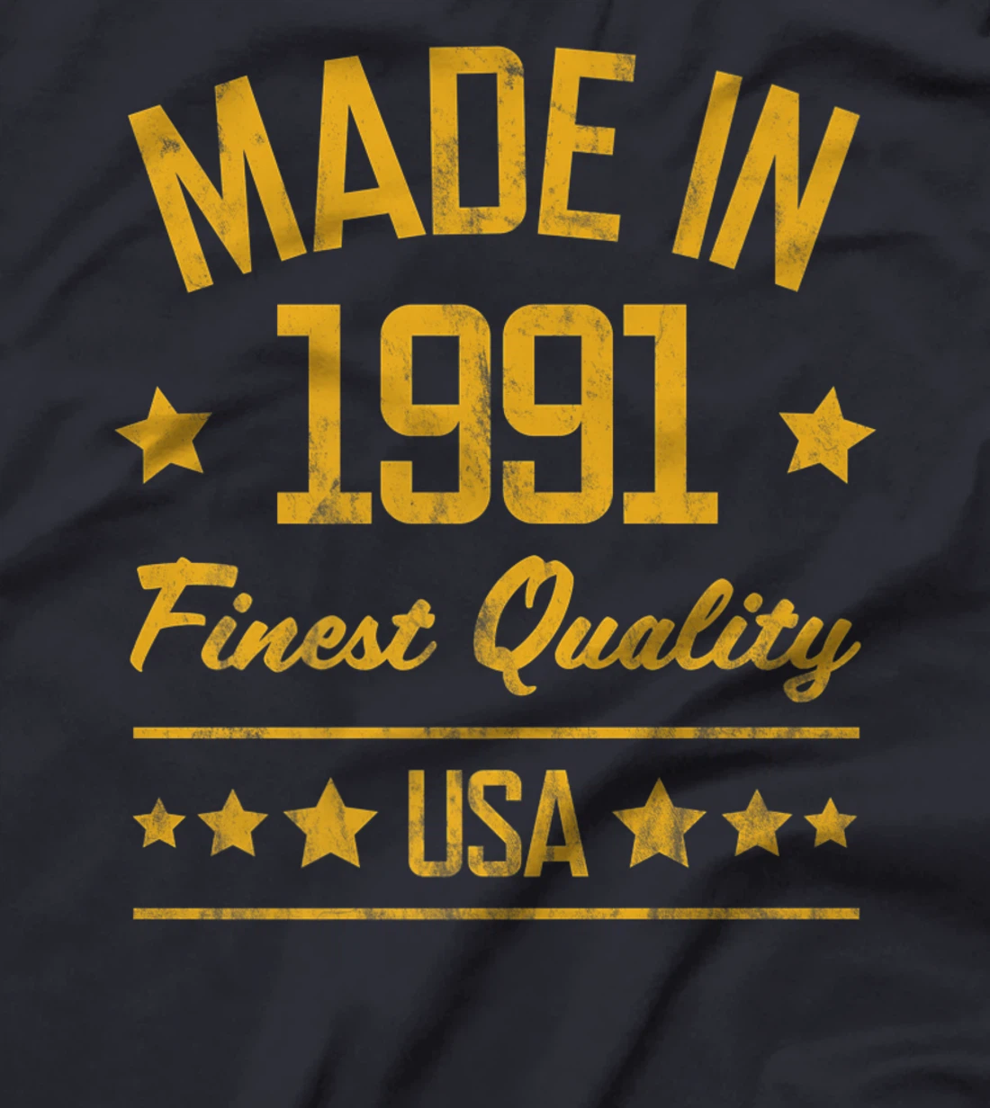 Made in 1991 Finest USA Yellow Gold Print T-Shirt, Women T-Shirt