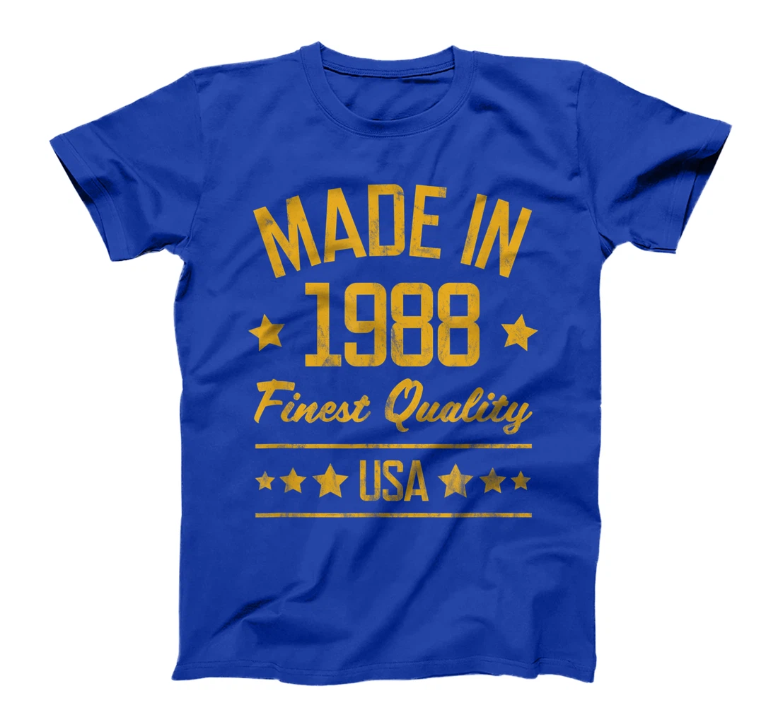 Made in 1988 Finest USA Yellow Gold Print T-Shirt, Women T-Shirt