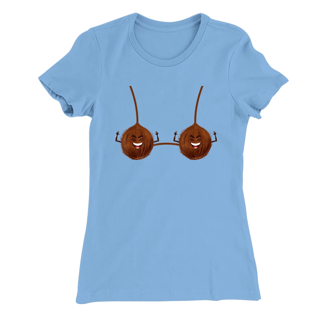 Womens Luau Coconut Bra Aloha Beaches Summer Outfit Distressed T-Shirt, Women T-Shirt