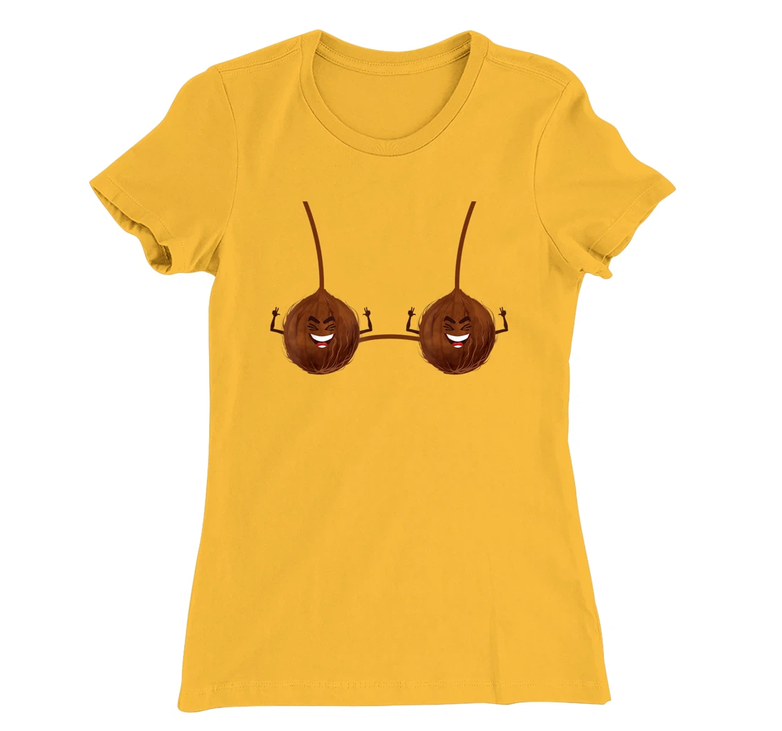 Womens Luau Coconut Bra Aloha Beaches Summer Outfit Distressed T-Shirt, Women T-Shirt