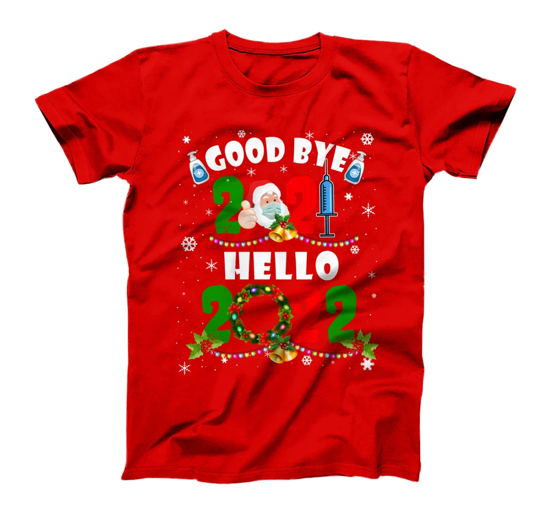 Happy New Year 2022 Reindeer Face Mask Pajama Family Xmas T-Shirt