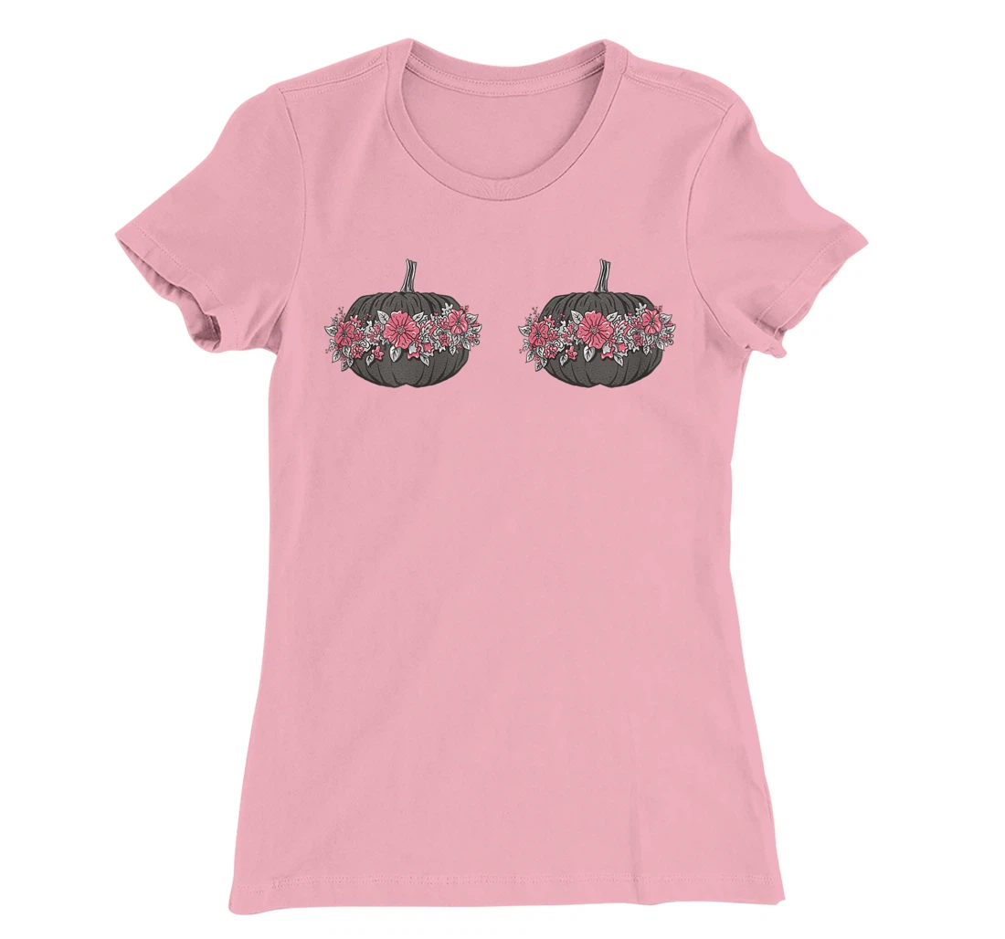 Womens Breast Cancer Awareness In October We Wear Pink Pumpkin T-Shirt, Women T-Shirt