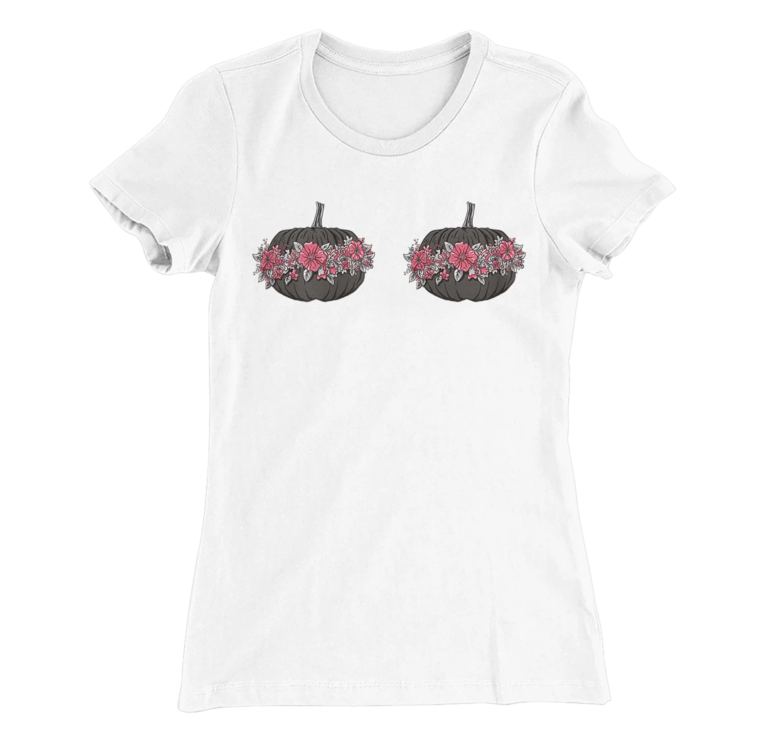 Womens Breast Cancer Awareness In October We Wear Pink Pumpkin T-Shirt, Women T-Shirt