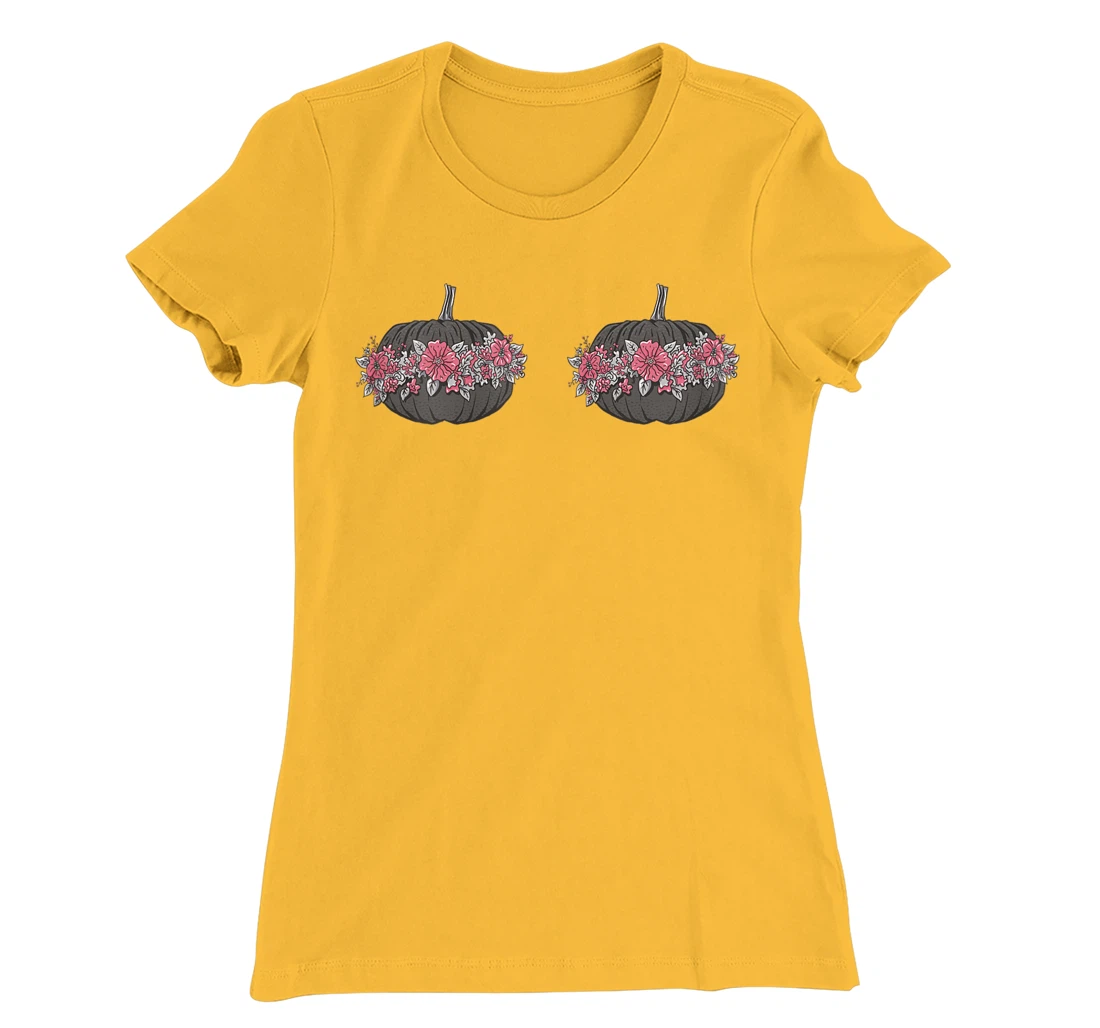 Womens Breast Cancer Awareness In October We Wear Pink Pumpkin T-Shirt, Women T-Shirt