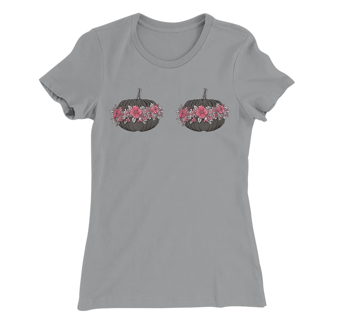 Womens Breast Cancer Awareness In October We Wear Pink Pumpkin T-Shirt, Women T-Shirt
