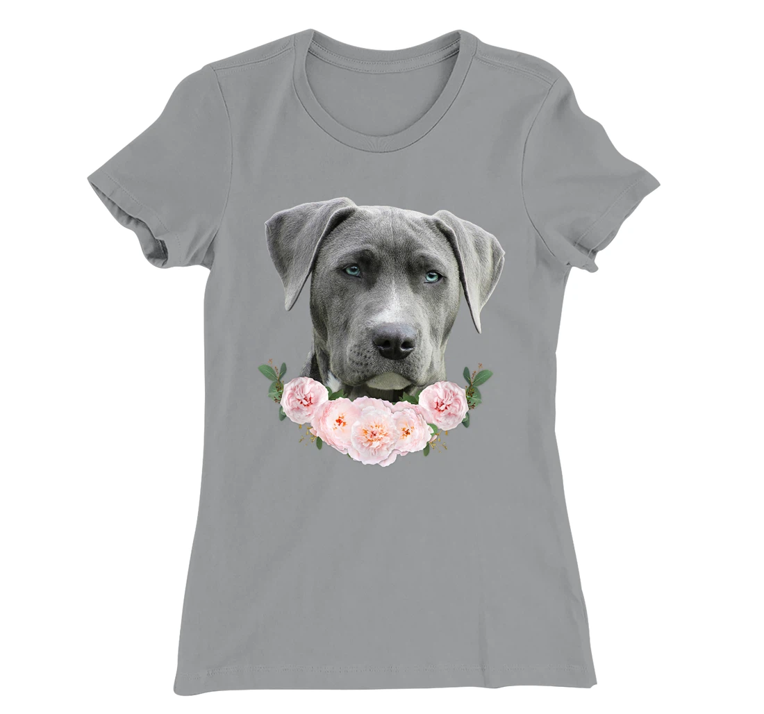 Womens Gray Pit Bull Blue Eye Dog Pitbull Mom Beautiful Pit Bull T-Shirt, Kid T-Shirt and Women T-Shirt