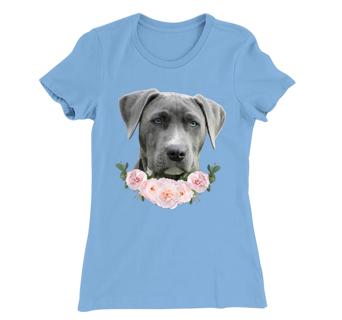 Womens Gray Pit Bull Blue Eye Dog Pitbull Mom Beautiful Pit Bull T-Shirt, Kid T-Shirt and Women T-Shirt