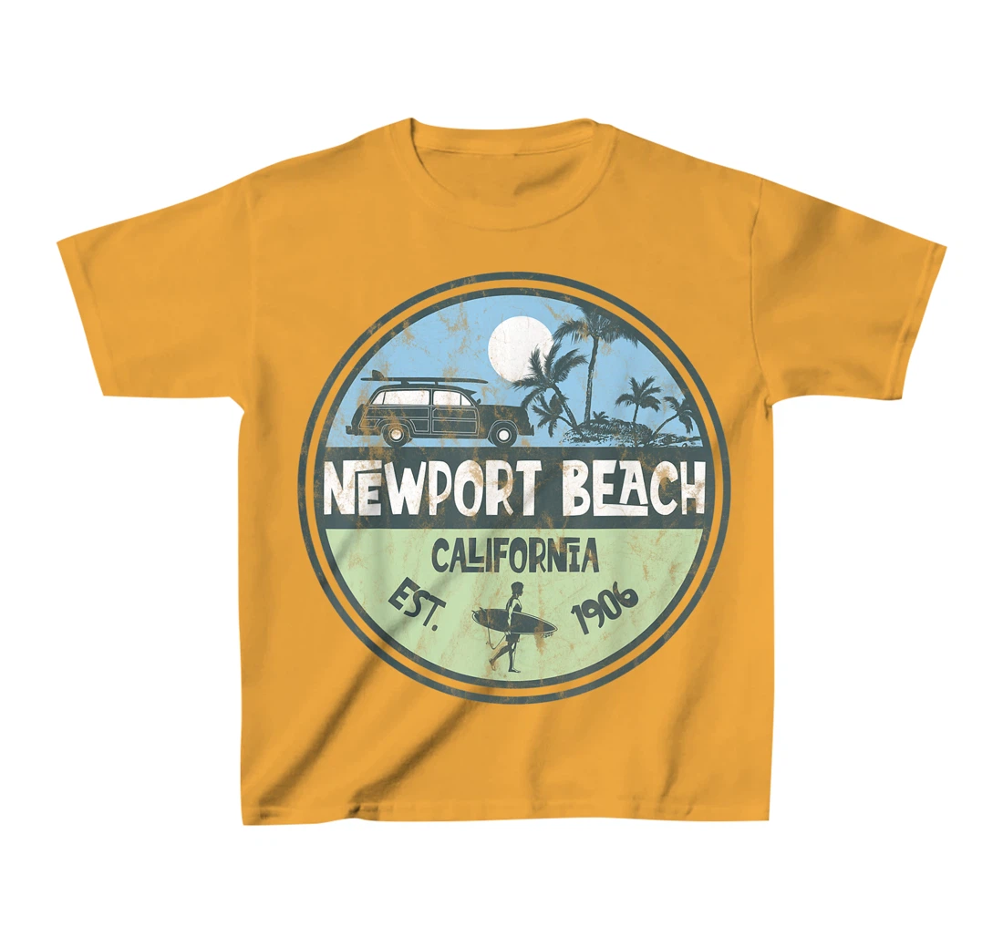 Womens Newport Beach California Wagon Beach Palms Surfer Vintage T-Shirt, Kid T-Shirt and Women T-Shirt