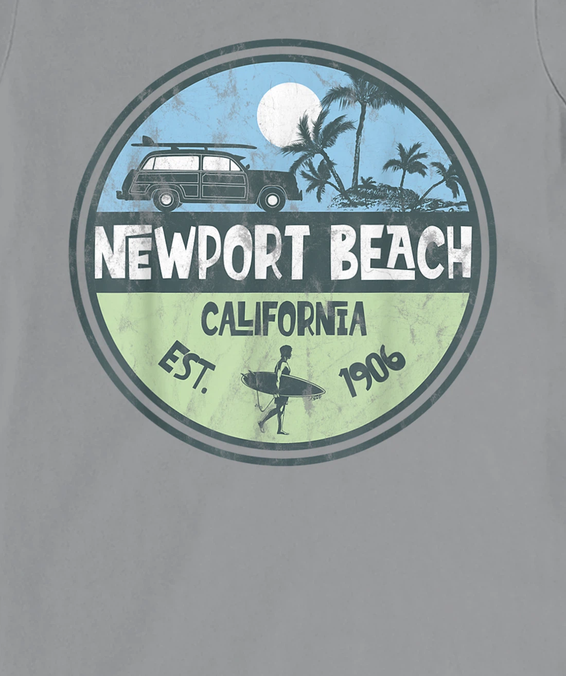 Womens Newport Beach California Wagon Beach Palms Surfer Vintage T-Shirt, Kid T-Shirt and Women T-Shirt