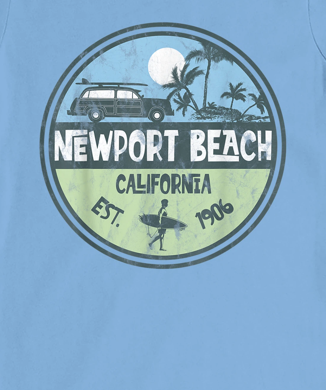 Womens Newport Beach California Wagon Beach Palms Surfer Vintage T-Shirt, Kid T-Shirt and Women T-Shirt