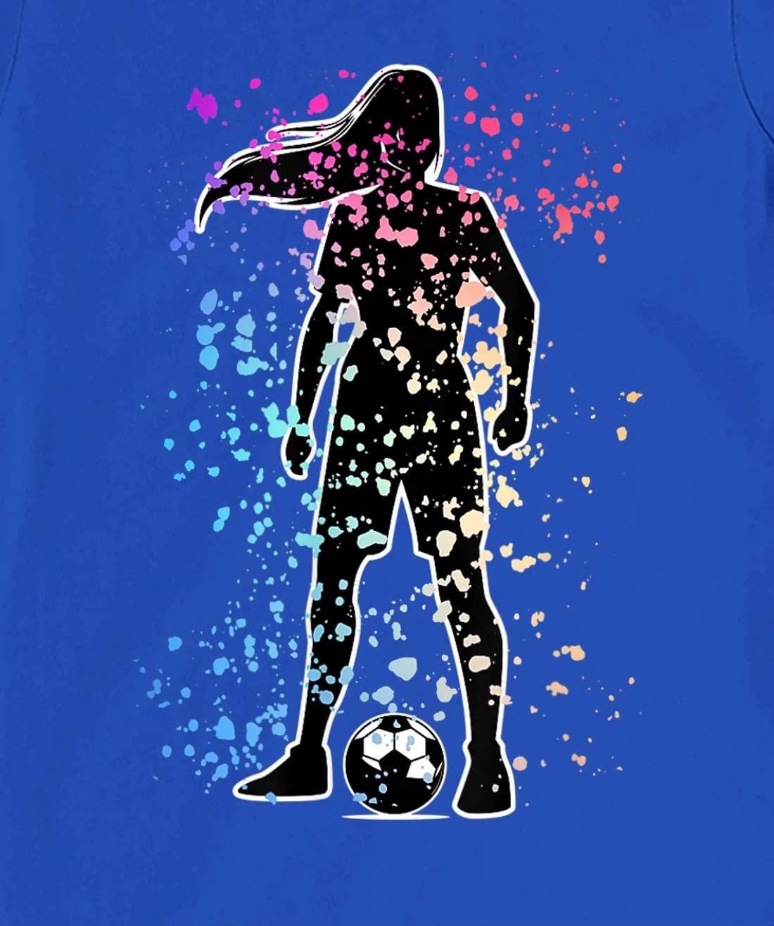 Girls Color Splat Soccer Player Silhouette Cool Futbol T-Shirt, Kid T-Shirt and Women T-Shirt