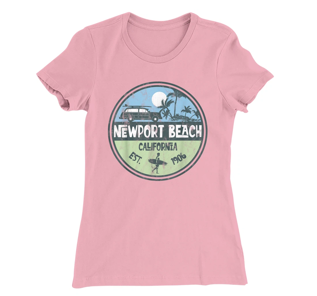 Womens Newport Beach California Wagon Beach Palms Surfer Vintage T-Shirt, Kid T-Shirt and Women T-Shirt