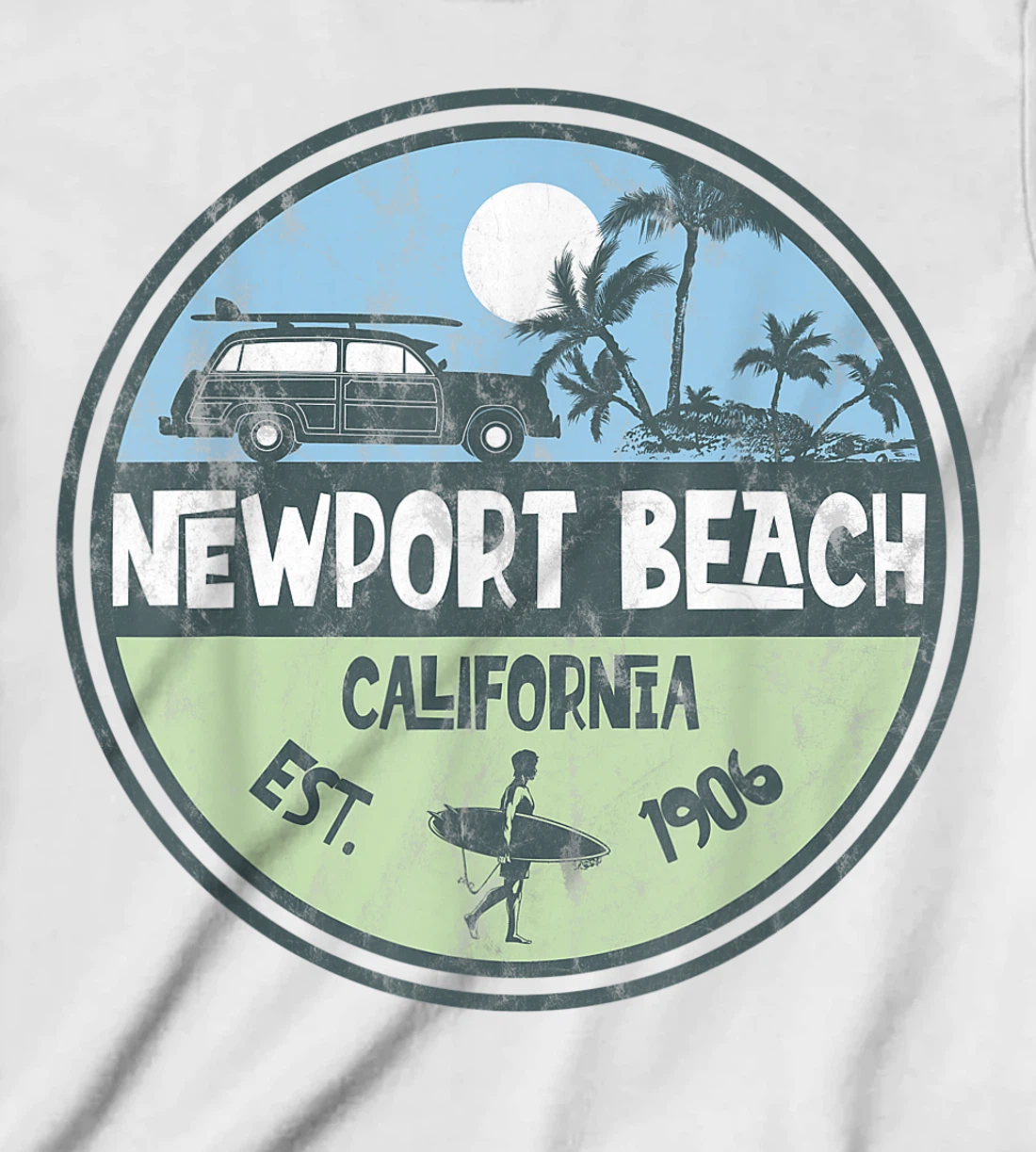 Womens Newport Beach California Wagon Beach Palms Surfer Vintage T-Shirt, Kid T-Shirt and Women T-Shirt