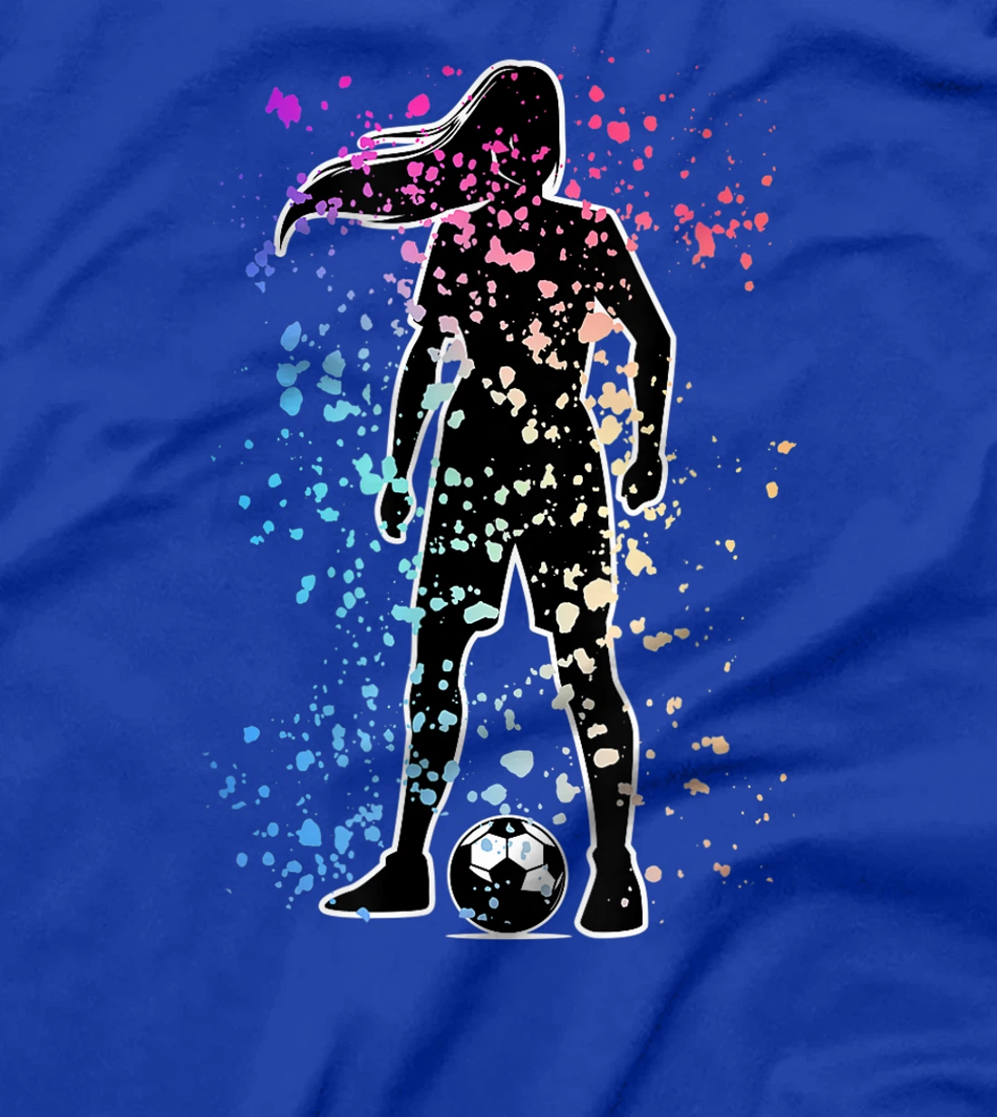 Girls Color Splat Soccer Player Silhouette Cool Futbol T-Shirt, Kid T-Shirt and Women T-Shirt