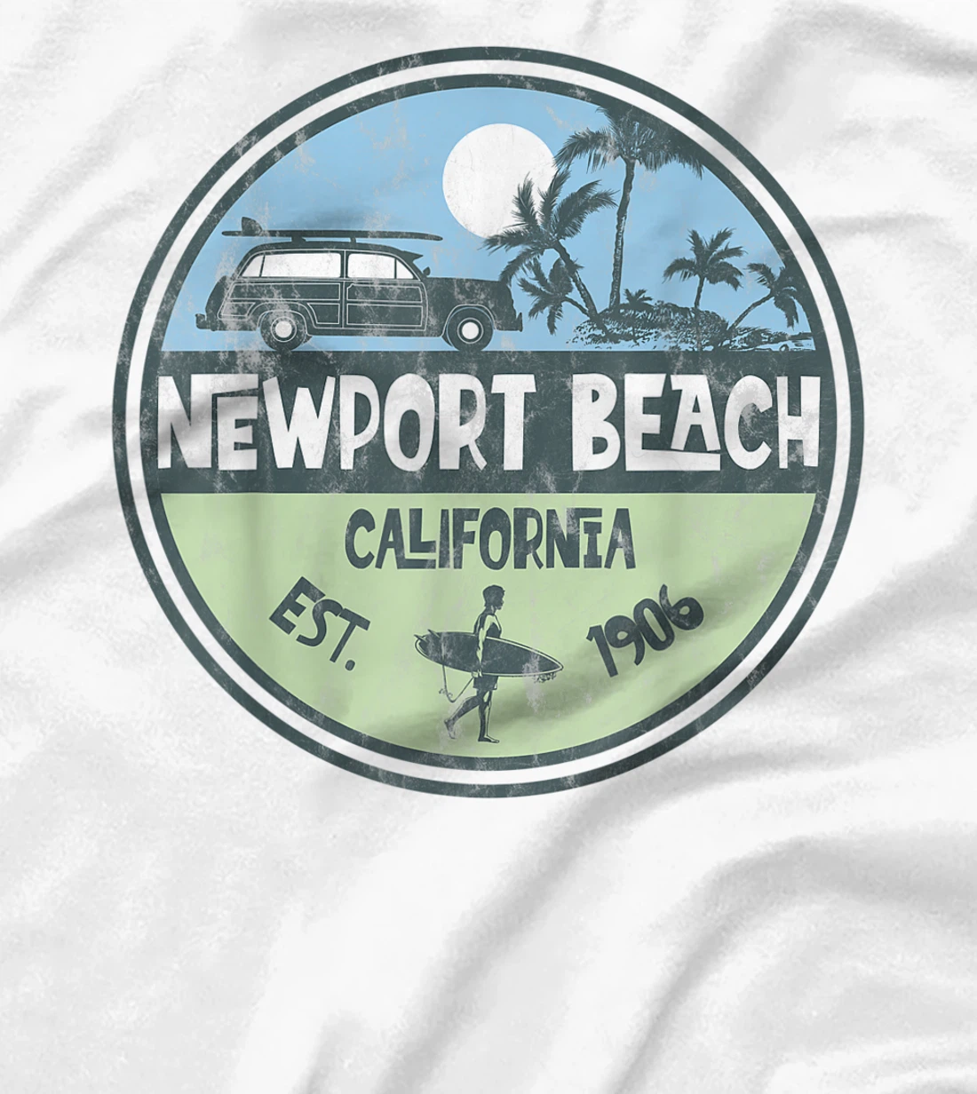 Womens Newport Beach California Wagon Beach Palms Surfer Vintage T-Shirt, Kid T-Shirt and Women T-Shirt
